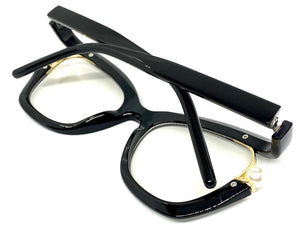 Classic Vintage Retro Cat Eye Style Clear Lens EYEGLASSES Large Black Frame E2069