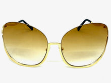 Oversized Exaggerated Classic Vintage Retro Style SUNGLASSES Large Gold Frame - Blue Lens A315