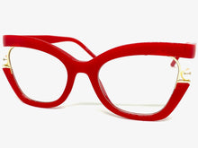 Classic Vintage Retro Cat Eye Style Clear Lens EYEGLASSES Large Red Frame E2069