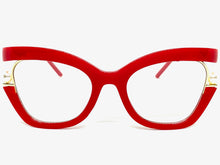 Classic Vintage Retro Cat Eye Style Clear Lens EYEGLASSES Large Red Frame E2069