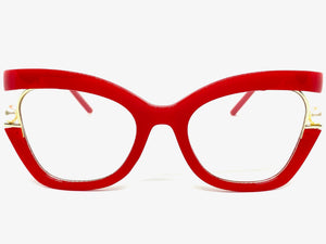 Classic Vintage Retro Cat Eye Style Clear Lens EYEGLASSES Large Red Frame E2069