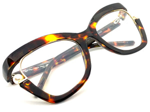 Classic Vintage Retro Cat Eye Style Clear Lens EYEGLASSES Large Tortosie Frame E2069