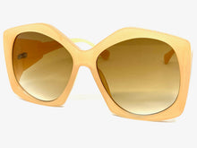 Oversized Vintage Retro Style SUNGLASSES Large Beige Frame 80456