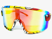 Oversized Retro Sporty Wrap Around Style SUNGLASSES Large Graffiti Frame 5304