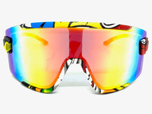 Oversized Retro Sporty Wrap Around Style SUNGLASSES Large Graffiti Frame 5304