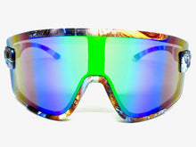 Oversized Retro Sporty Wrap Around Style SUNGLASSES Large Graffiti Frame 5304