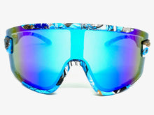 Oversized Retro Sporty Wrap Around Style SUNGLASSES Large Graffiti Frame 5304