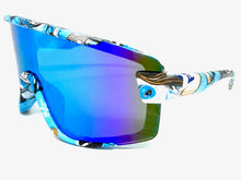 Oversized Retro Sporty Wrap Around Style SUNGLASSES Large Graffiti Frame 5304