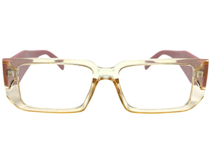 Classy Modern Contemporary Style Clear Lens EYEGLASSES Thick Champagne Frame 81254