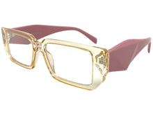 Classy Modern Contemporary Style Clear Lens EYEGLASSES Thick Champagne Frame 81254