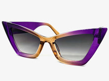 Oversized Vintage Retro Cat Eye Style SUNGLASSES Large Purple & Brown Frame M459