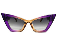 Oversized Vintage Retro Cat Eye Style SUNGLASSES Large Purple & Brown Frame M459