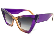 Oversized Vintage Retro Cat Eye Style SUNGLASSES Large Purple & Brown Frame M459