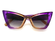 Oversized Vintage Retro Cat Eye Style SUNGLASSES Large Purple & Brown Frame M459