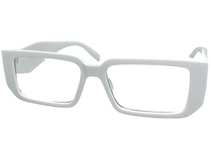 Classy Modern Contemporary Style Clear Lens EYEGLASSES Thick White Frame 81254