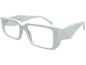 Classy Modern Contemporary Style Clear Lens EYEGLASSES Thick White Frame 81254