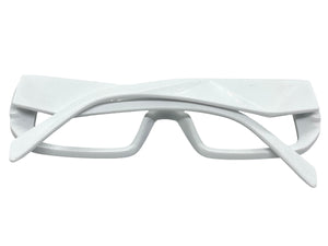 Classy Modern Contemporary Style Clear Lens EYEGLASSES Thick White Frame 81254