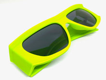 Oversized Modern Retro Raver Party SUNGLASSES Large Thick Neon Green Frame 1215