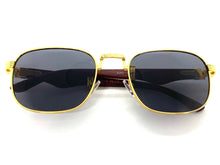 Classy Elegant Luxury Retro Hip Hop Style SUNGLASSES Large Gold & Wooden Frame 5262