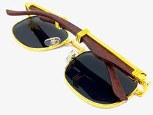 Classy Elegant Luxury Retro Hip Hop Style SUNGLASSES Large Gold & Wooden Frame 5262