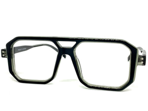 Classic Vintage Retro Aviarot Style Clear Lens EYEGLASSES Square Black Frame 81182