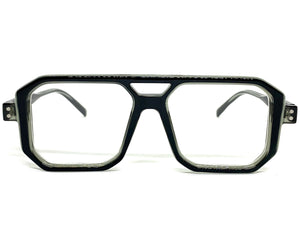 Classic Vintage Retro Aviarot Style Clear Lens EYEGLASSES Square Black Frame 81182