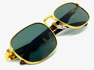 Classy Elegant Luxury Retro Hip Hop Style SUNGLASSES Large Gold & Wooden Frame 5262