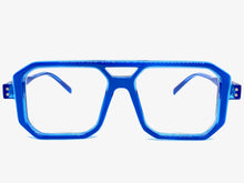 Classic Vintage Retro Aviarot Style Clear Lens EYEGLASSES Square Blue Frame 81182