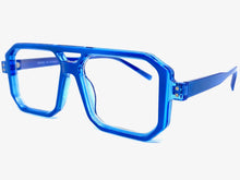 Classic Vintage Retro Aviarot Style Clear Lens EYEGLASSES Square Blue Frame 81182