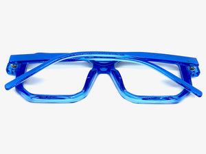 Classic Vintage Retro Aviarot Style Clear Lens EYEGLASSES Square Blue Frame 81182