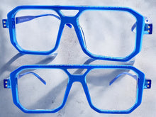 Classic Vintage Retro Aviarot Style Clear Lens EYEGLASSES Square Blue Frame 81182