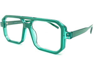 Classic Vintage Retro Aviarot Style Clear Lens EYEGLASSES Square Green Frame 81182