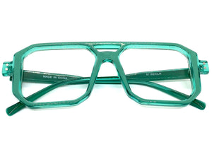 Classic Vintage Retro Aviarot Style Clear Lens EYEGLASSES Square Green Frame 81182