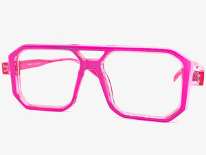 Classic Vintage Retro Aviarot Style Clear Lens EYEGLASSES Square Pink Frame 81182