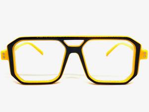 Classic Vintage Retro Aviarot Style Clear Lens EYEGLASSES Square Yellow Frame 81182