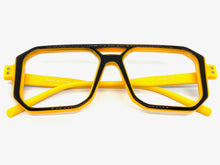 Classic Vintage Retro Aviarot Style Clear Lens EYEGLASSES Square Yellow Frame 81182