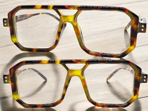 Classic Vintage Retro Aviarot Style Clear Lens EYEGLASSES Square Tortoise Frame 81182