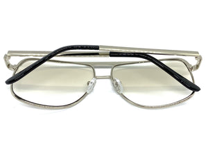 Classic Vintage Retro Style Clear Lens with Slight Tint SUNGLASSES Club Shades Silver Frame I114