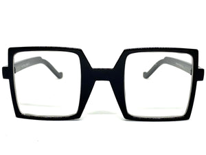 Classic Bold Modern Retro Style Clear Lens EYEGLASSES Square Black Frame 1757