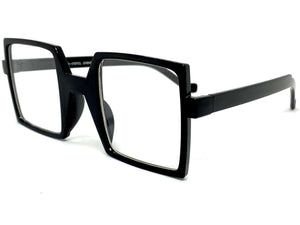 Classic Bold Modern Retro Style Clear Lens EYEGLASSES Square Black Frame 1757