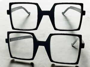 Classic Bold Modern Retro Style Clear Lens EYEGLASSES Square Black Frame 1757