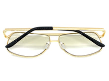 Classic Vintage Retro Style Clear Lens with Slight Tint SUNGLASSES Club Shades Gold Frame I114