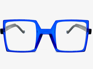 Classic Bold Modern Retro Style Clear Lens EYEGLASSES Square Blue Frame 1757