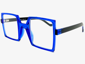 Classic Bold Modern Retro Style Clear Lens EYEGLASSES Square Blue Frame 1757