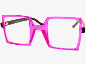 Classic Bold Modern Retro Style Clear Lens EYEGLASSES Square Pink Frame 1757