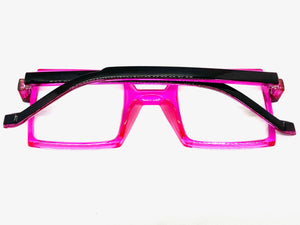 Classic Bold Modern Retro Style Clear Lens EYEGLASSES Square Pink Frame 1757