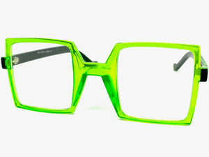 Classic Bold Modern Retro Style Clear Lens EYEGLASSES Square Green Frame 1757