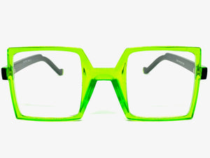 Classic Bold Modern Retro Style Clear Lens EYEGLASSES Square Green Frame 1757