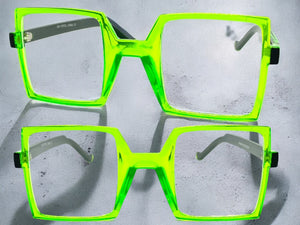 Classic Bold Modern Retro Style Clear Lens EYEGLASSES Square Green Frame 1757