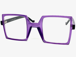 Classic Bold Modern Retro Style Clear Lens EYEGLASSES Square Purple Frame 1757